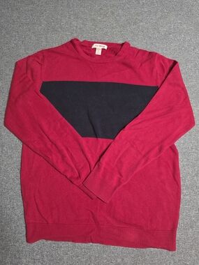 Joe Fresh Men's Red Crewneck Sweater with Black Front Stripe